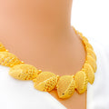 Extravagant High Finish Leaf 22K Gold Necklace Set 