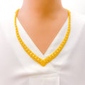 Evergreen V Shaped 22K Gold Netted Necklace Set 