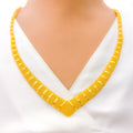 Evergreen V Shaped 22K Gold Netted Necklace Set 