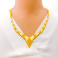 Alternating Dazzling 22K Gold Mesh Necklace Set 