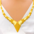 Alternating Dazzling 22K Gold Mesh Necklace Set 