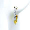 Twinkling Sleek Lined 18K Gold + Diamond Bali Earrings 