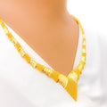 Alternating Dazzling 22K Gold Mesh Necklace Set 