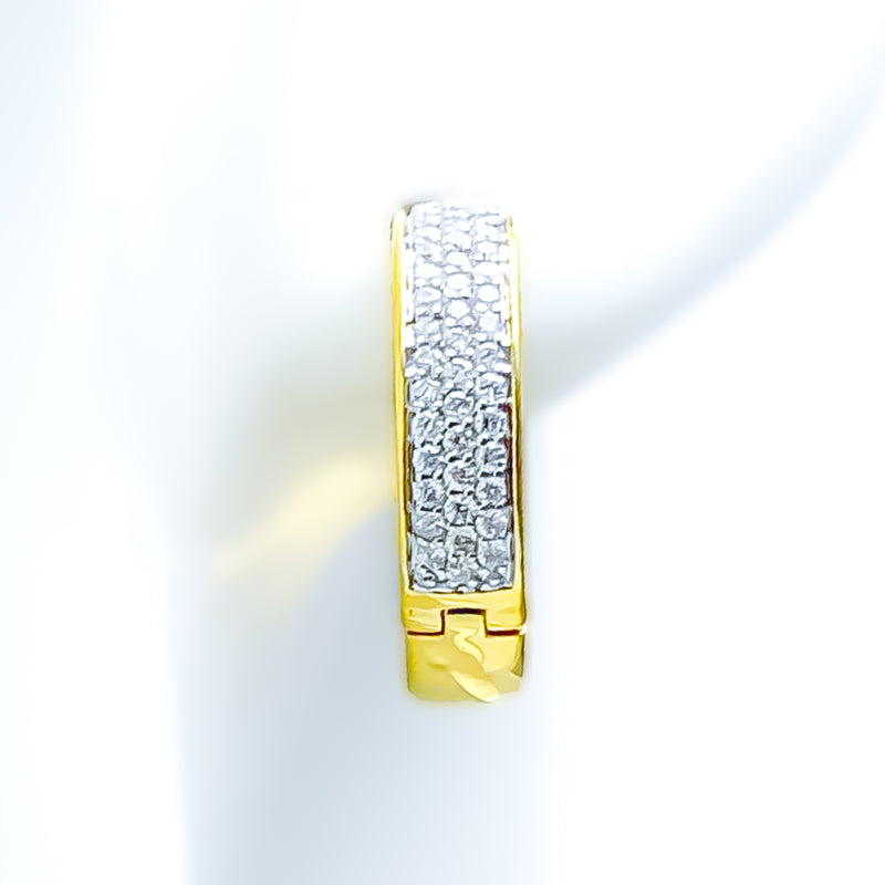 Impeccable Embellished Eclectic 18K Gold + Diamond Bali Earrings 