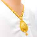 Traditional Extravagant Striped Drop 22k Gold Necklace Set 