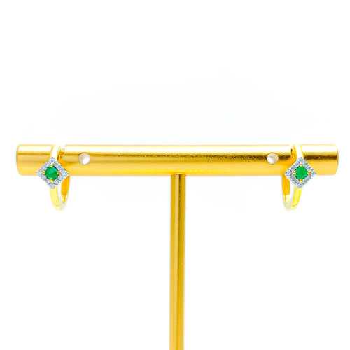 Rich Vibrant 18K Gold + Diamond Bali Earrings 