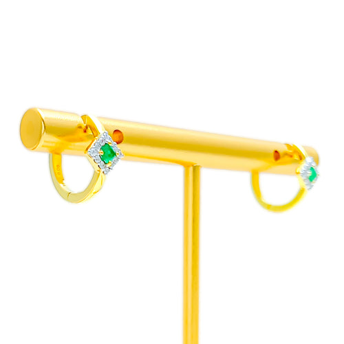 Rich Vibrant 18K Gold + Diamond Bali Earrings 