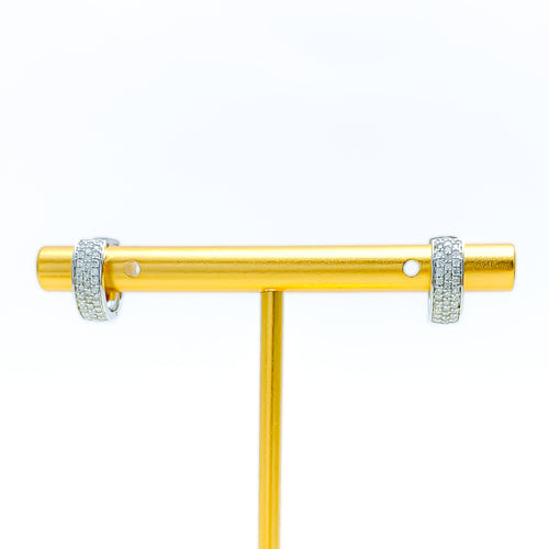 Distinctive Evergreen 18K Gold + Diamond Bali Earrings 