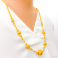 Attractive Flower Accented 22k Gold Long Necklace 