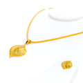 Brilliant Textured 22K Gold Pendant Set