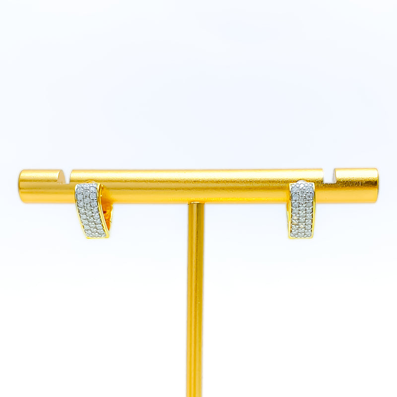 Dazzling Elegant 18K Gold + Diamond Bali Earrings 