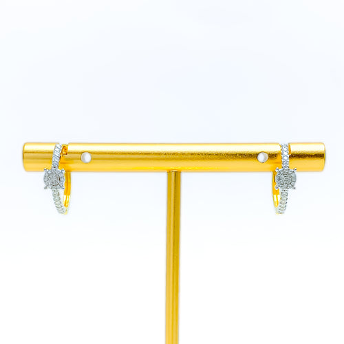 Subtle Elegant 18K Gold + Diamond Bali Earrings 