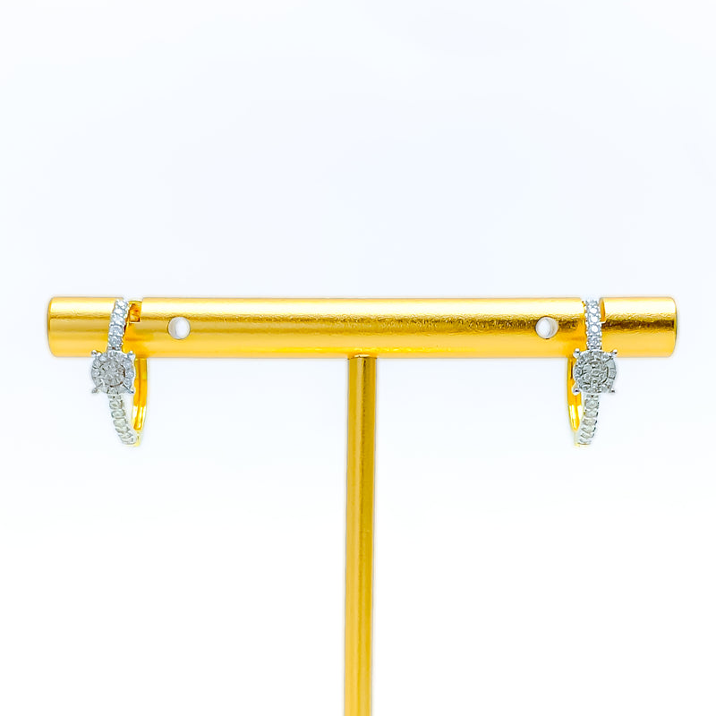 Subtle Elegant 18K Gold + Diamond Bali Earrings 