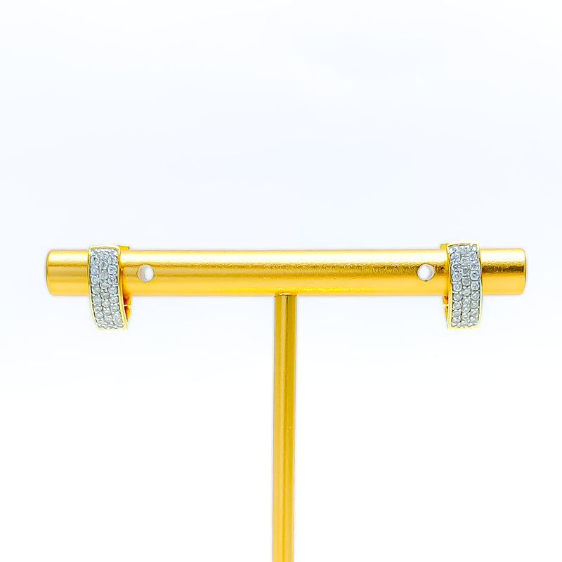 Embellished Unique 18K Gold + Diamond Bali Earrings 