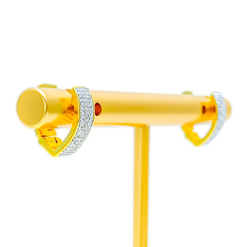 Embellished Unique 18K Gold + Diamond Bali Earrings 