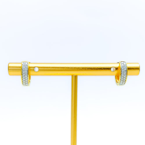 Minimalist Radiant 18K Gold + Diamond Bali Earrings 