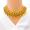 Traditional Textured 22k Gold Floral Necklace Set