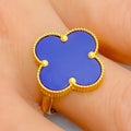 Unique Bold Lapis Flower 21K Gold Ring 