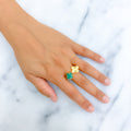 Dual Flower Malachite 21K Gold Ring