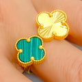 Dual Flower Malachite 21K Gold Ring