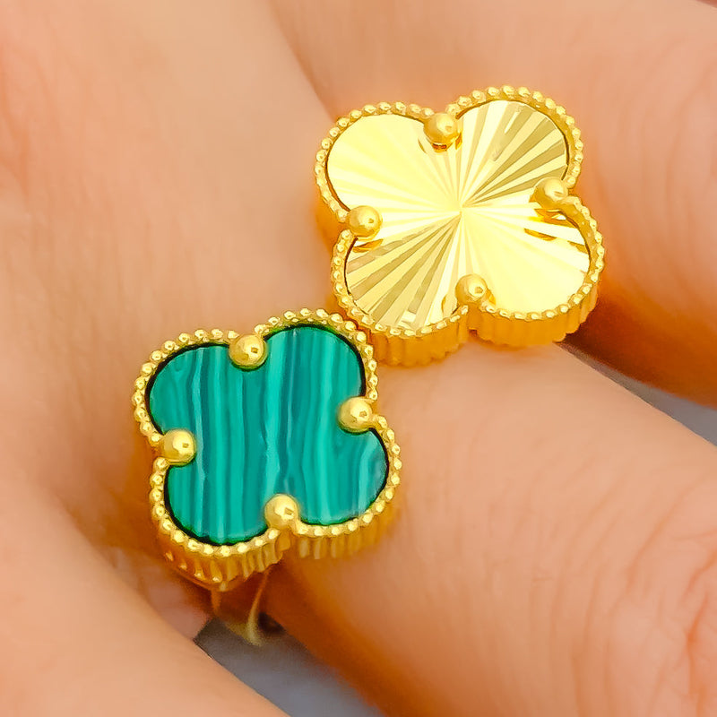 Dual Flower Malachite 21K Gold Ring