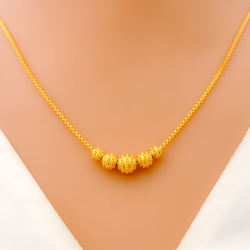 Distinct Striped Orb 22k Gold Necklace 