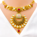 Extravagant Floral Chand 22k Gold Necklace Set 