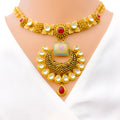 Extravagant Floral Chand 22k Gold Necklace Set 