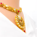 Extravagant Floral Chand 22k Gold Necklace Set 