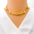 Engraved Slender 22k Gold Choker Necklace