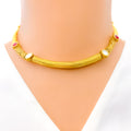 Engraved Slender 22k Gold Choker Necklace