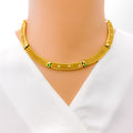 Embossed Paisley Accented 22k Gold Choker Necklace