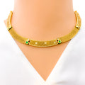 Embossed Paisley Accented 22k Gold Choker Necklace