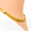 Embossed Paisley Accented 22k Gold Choker Necklace