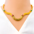 Leaf Adorned Vanki 22k Gold Choker Necklace