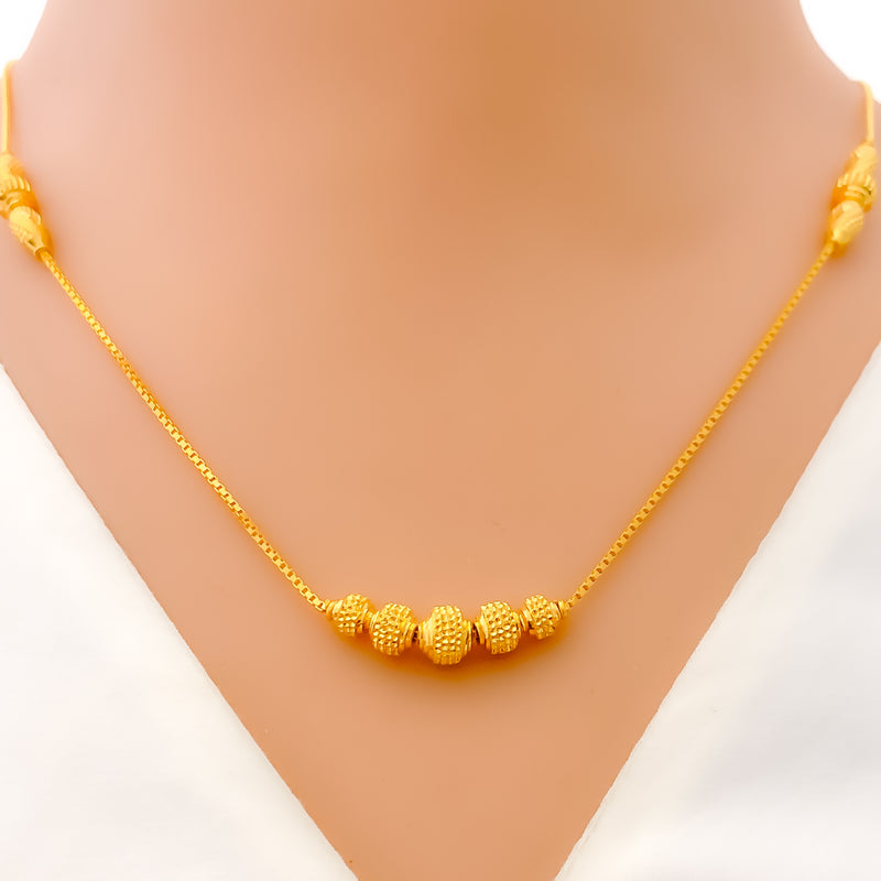 Graduating Textured 22k Gold Necklace 