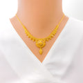 Opulent Leaf Accented 22k Gold Necklace Set 