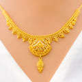 Opulent Leaf Accented 22k Gold Necklace Set 