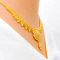 Opulent Leaf Accented 22k Gold Necklace Set 