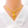 Unique Flower Adorned 22k Gold Necklace Set 