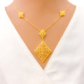 Versatile Diamond Shaped 21k Necklace Set 