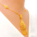 Intricate Jali Drop 21k Necklace Set 