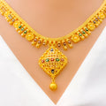 Dressy Alternating Floral 22k Gold Necklace Set