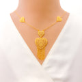 Trendy Tasteful Mesh Heart 21k Necklace Set 