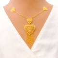 Trendy Tasteful Mesh Heart 21k Necklace Set 