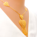 Trendy Tasteful Mesh Heart 21k Necklace Set 