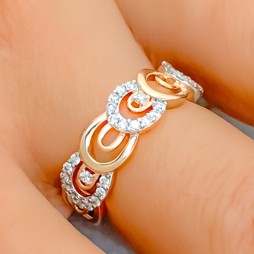 Gorgeous Looped 18K Rose Gold + Diamond Ring 
