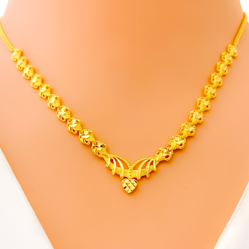Exclusive Sand Finished 22K Gold Necklace Set 