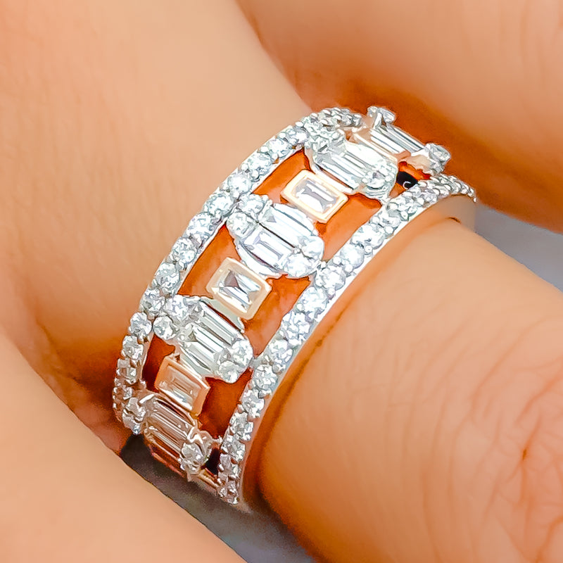 Stately Bold 18K Rose Gold + Diamond Band