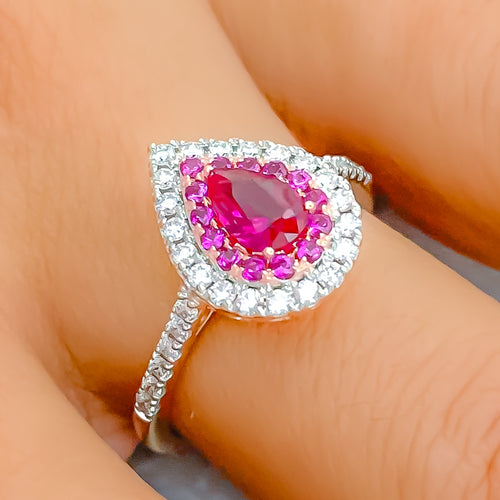 Sophisticated Lush 18K Rose Gold + Diamond Ring 